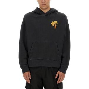 PALM ANGELS Graphic Print Cotton Hoodie Men BLACK Sweaters & Cardigans